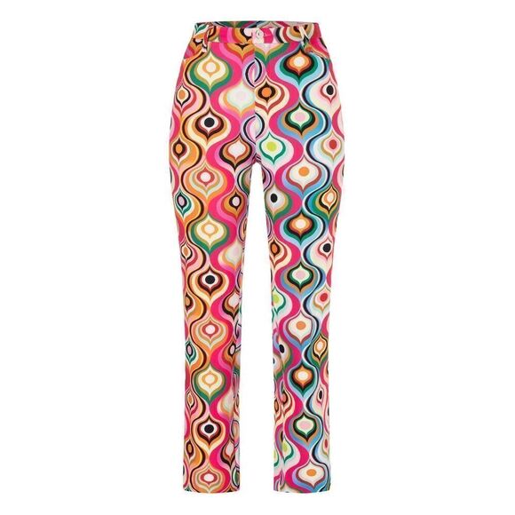 NWOT MAC Jeans Aida Cropped Kick Flare '70s Retro Colorful Print Trouser Pants 6 - Picture 4 of 12
